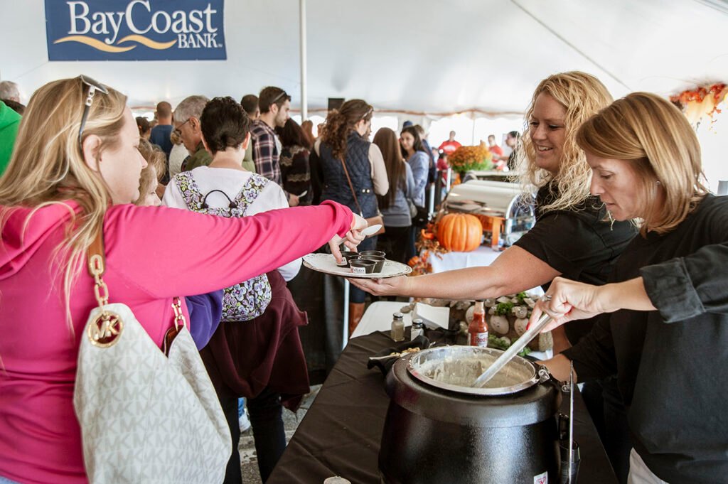 New Bedford, Massachusetts, USA - September 25, 2016:  New Bedford Chowder Festival draws plenty of seafood vendors and a large crowd ready to sample the food